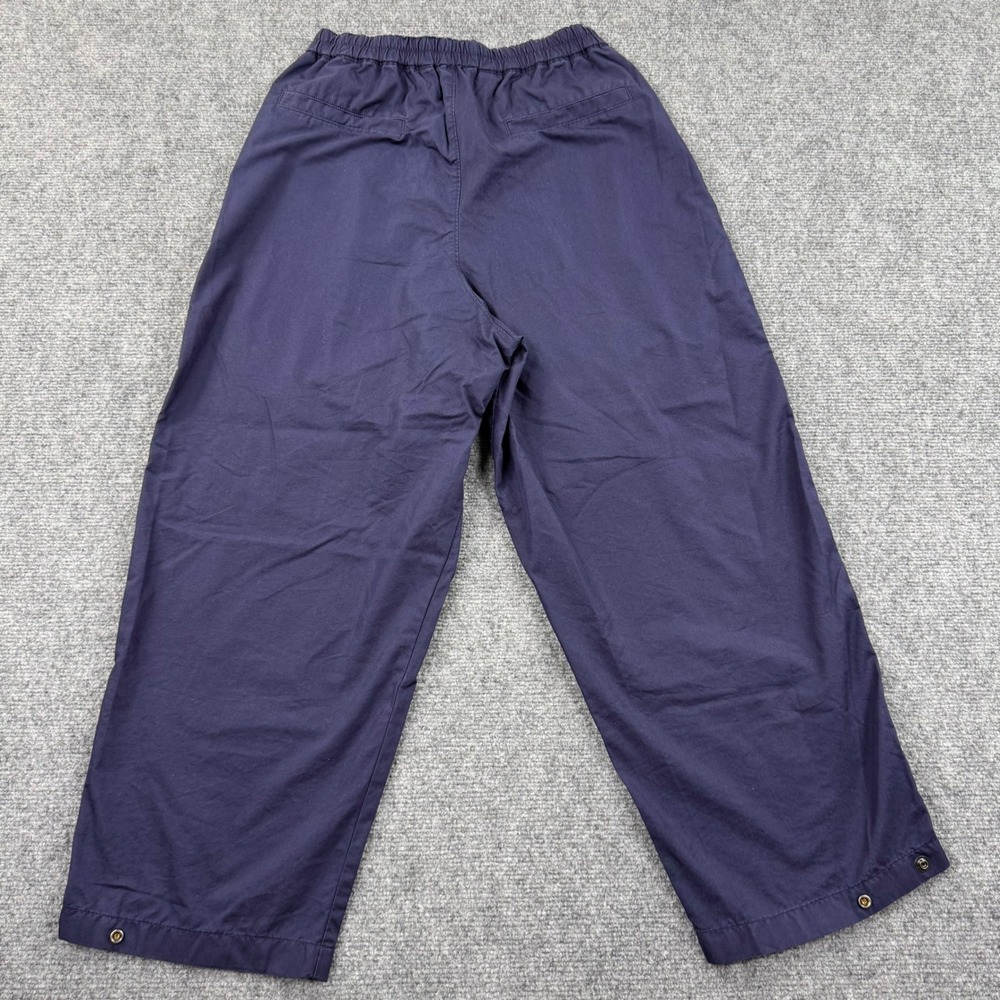 Uniqlo‎ U Wide Leg Pants Small 26/27" Navy Blue Elastic Waist Snap Hem Men's - Picture 6 of 13